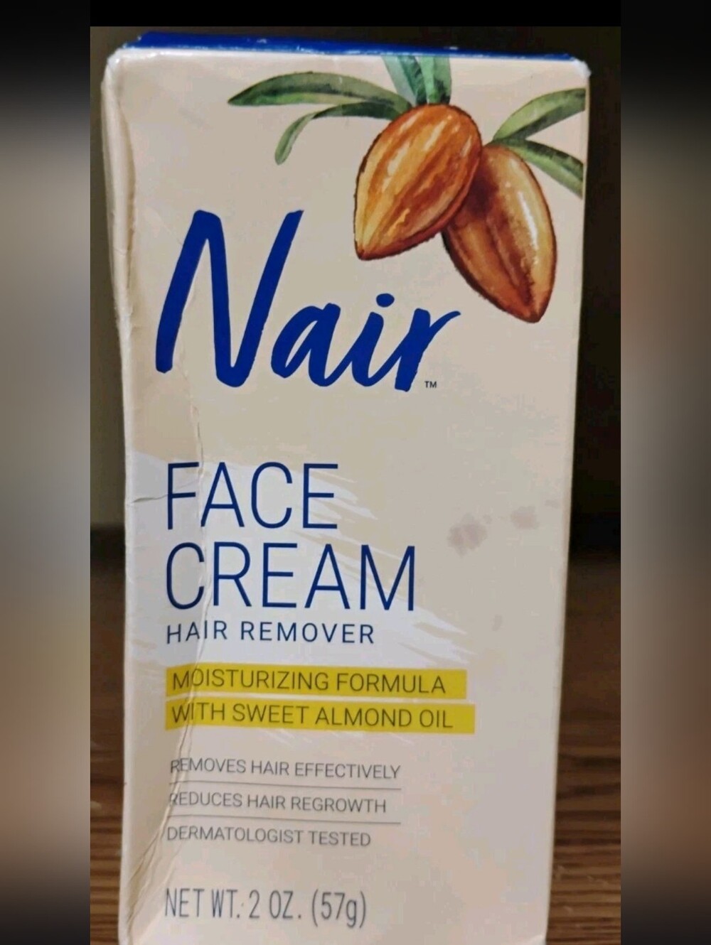 Nair Face Cream Moisturizing Hair Remover with Sweet Almond Oil, 2 oz New In Box